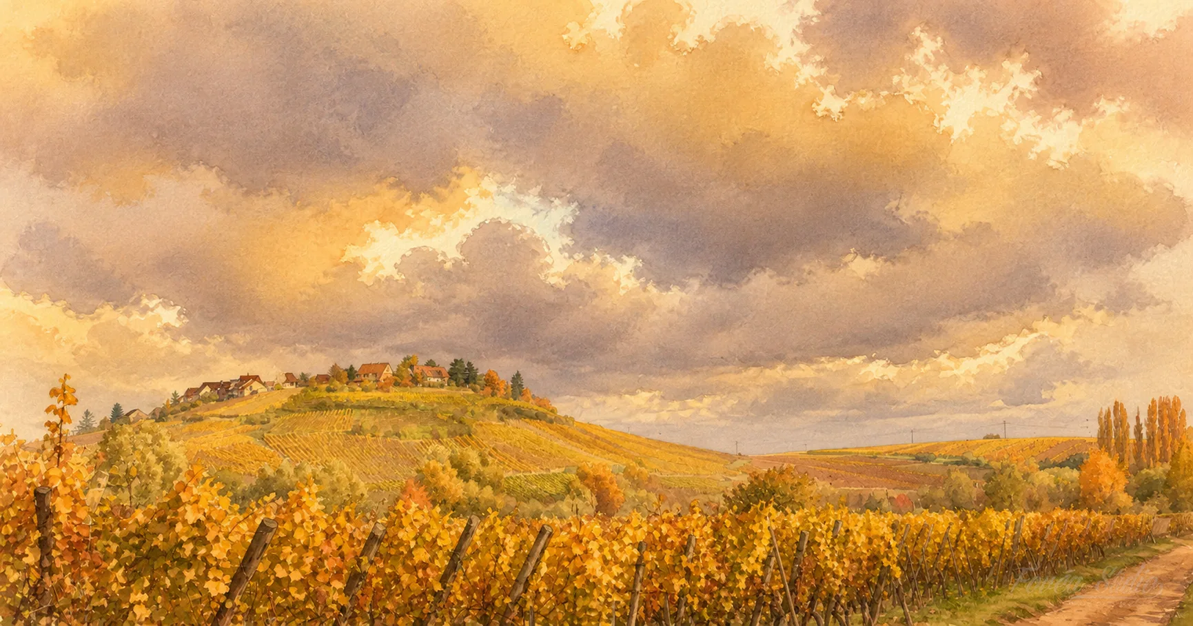 Zellenberg village surrounded by vineyards in Alsace, France